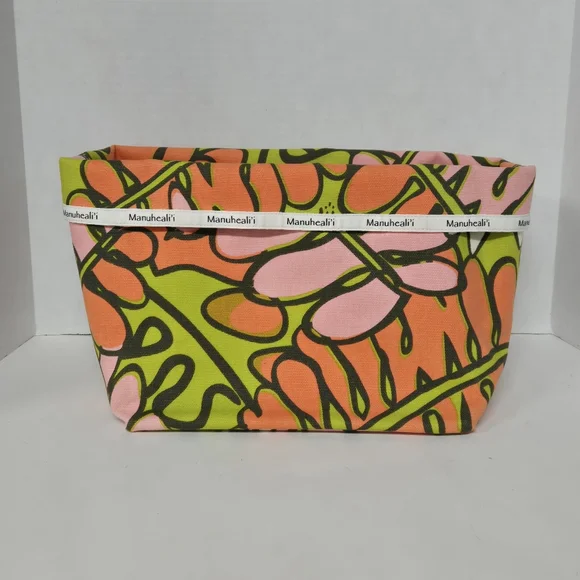 Vntg Manuheali'i (RARE) Multicolor Floral Canvas Tote Bag 10"X10"X6 1/2" Stp 20" - Picture 2 of 12